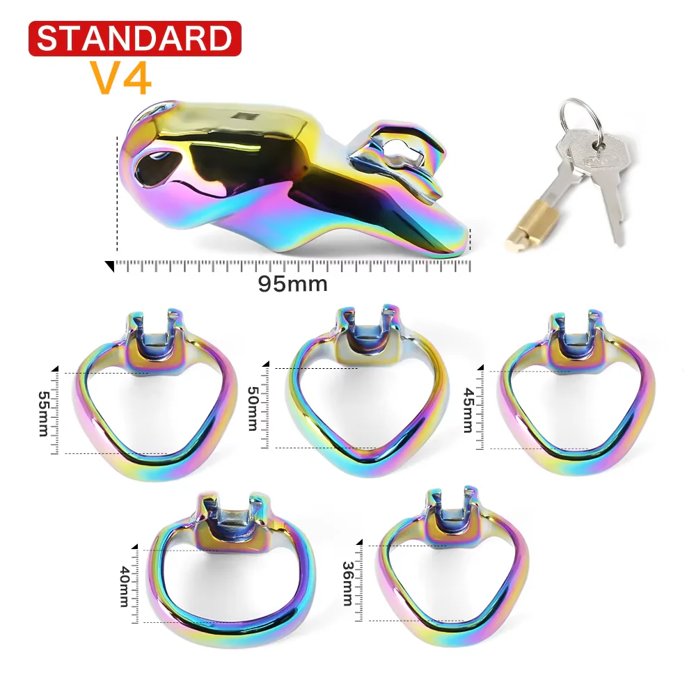 V4 Rainbow Steel Chastity Cage - Image 16